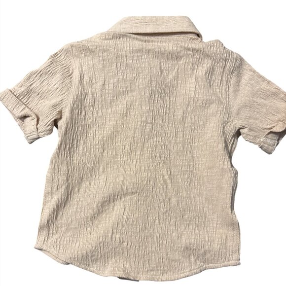 Appaman Boys Beige Textured Short Sleeve Button-Up Shirt 2T NWT - Picture 3 of 4
